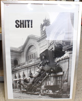Lot 1633 - A large framed poster depicting a Locomotive...