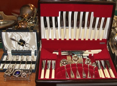 Lot 236 - A stainless steel and silver plated 12-place...