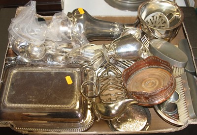 Lot 238 - A box of miscellaneous metalware to include...