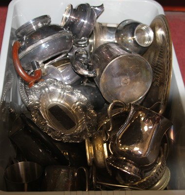 Lot 245 - A box of miscellaneous metalware to include...