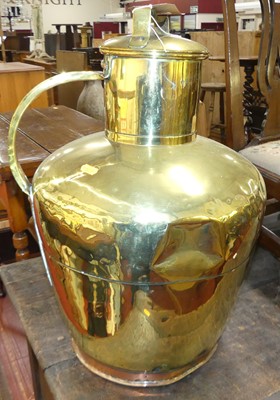 Lot 1192 - A 19th century polished brass single handled...