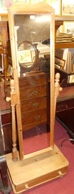 Lot 1195 - A contemporary pine cheval mirror with single...
