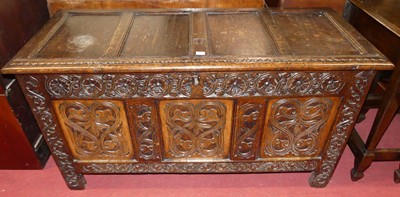 Lot 1209 - An 18th century and later carved joined oak...