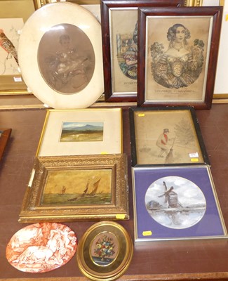 Lot 1056 - Assorted pictures to include mid 19th century...