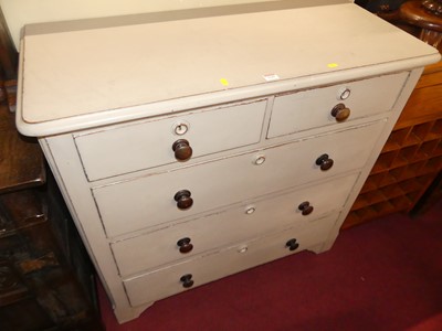 Lot 1243 - A grey painted round cornered chest of two...
