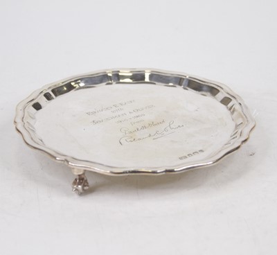 Lot 261 - An Elizabeth II silver card waiter, of...