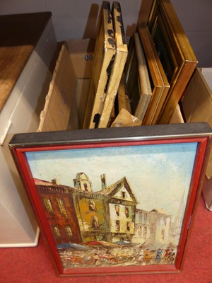 Lot 1084 - Box of assorted pictures and prints to include...