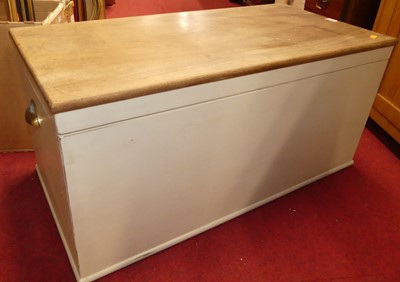 Lot 1085 - A made-up painted hardwood blanket box, width...