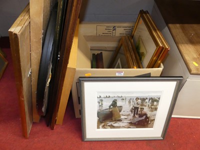 Lot 1086 - Assorted pictures and prints, bevelled oval...