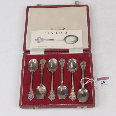 Lot 281 - A set of six silver trefid or lace-back spoons...