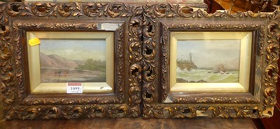 Lot 1099 - Circa 1900 school - coastal scene, and cattle...