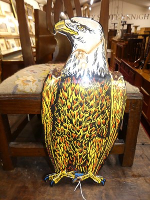 Lot 1100 - An enamel bald eagle sign, 42x20cm