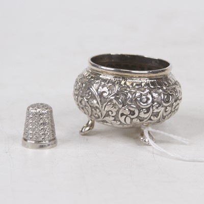 Lot 293 - An Eastern white metal salt, of squat oval...