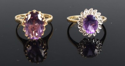 Lot 367 - A modern 9ct gold amethyst dress ring, the...