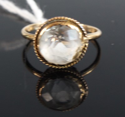 Lot 369 - A 9ct gold and round cut paste set dress ring,...