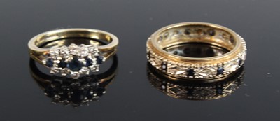 Lot 371 - A modern 9ct gold sapphire and diamond dress...