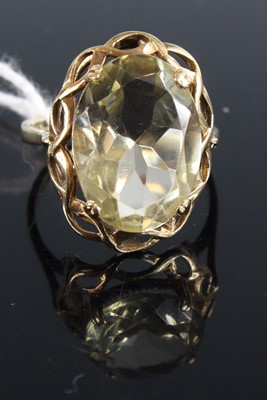 Lot 373 - A modern 9ct gold and oval cut citrine set...