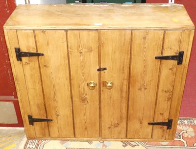 Lot 1283 - A rustic pine double door hanging wall...