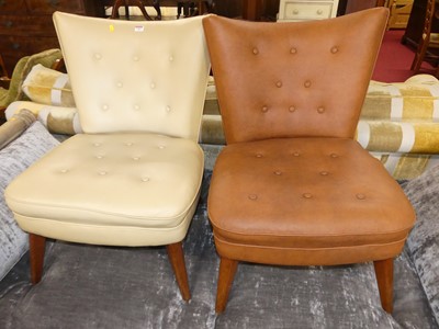 Lot 1287 - A pair of 1960s vinyl buttoned upholstered...