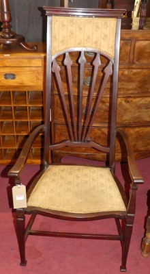 Lot 1291 - An Edwardian mahogany elbow chair with fan...