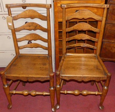 Lot 1292 - A set of four 19th century elm and fruitwood...
