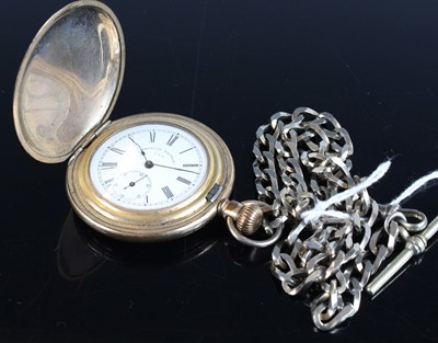 Lot 375 - An American Waltham gold plated full hunter...