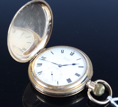 Lot 384 - A gent's gold plated full hunter pocket watch,...