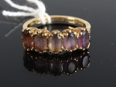 Lot 385 - An Edwardian style 9ct gold and amethyst half...
