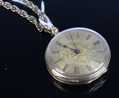 Lot 426 - A continental 18ct gold cased open face pocket...