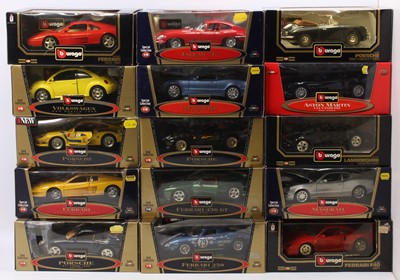 Lot 902 - 15 Burago 1/18th scale diecasts, with examples...