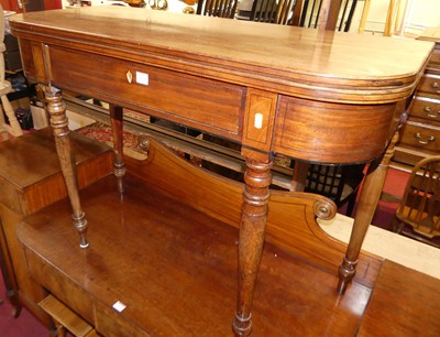 Lot 1329 - A Regency mahogany and ebony strung D-end fold-...