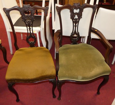 Lot 1300 - A late Victorian floral carved mahogany open...