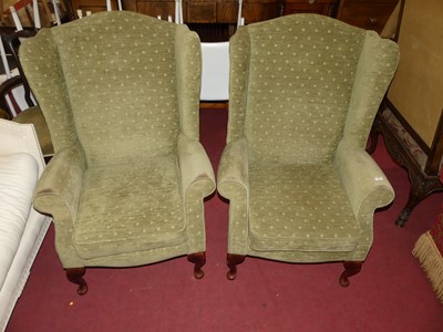 Lot 1303 - A pair of contemporary green floral...