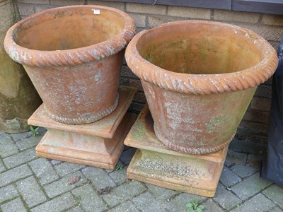 Lot 1361 - A pair of large terracotta cylindrical...