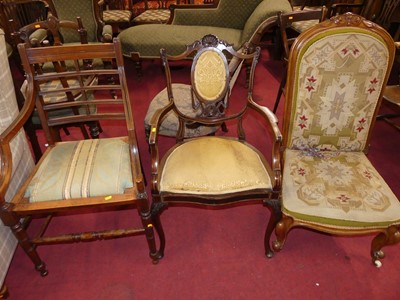 Lot 1313 - A mid-Victorian walnut framed and tapestry...