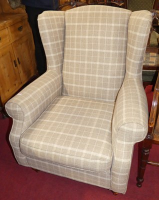 Lot 1315 - A contemporary chequer fabric upholstered...