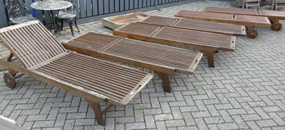 Lot 1373 - A set of six contemporary stained and slatted...