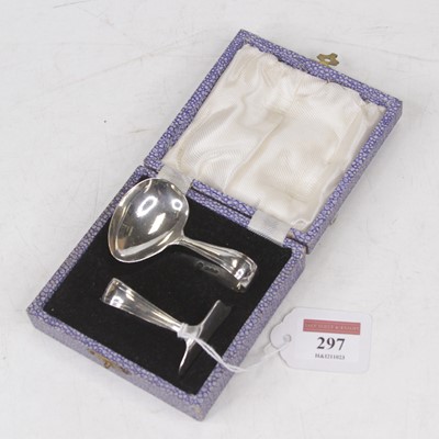 Lot 297 - A George VI silver baby's spoon and pusher, in...