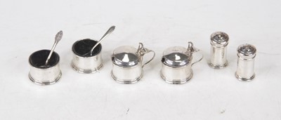 Lot 307 - A George V silver six-piece cruet, to include...