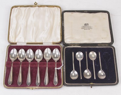 Lot 318 - A cased set of six George VI silver teaspoons,...