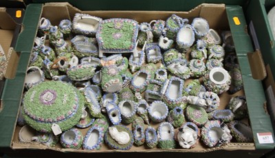 Lot 657 - A collection of Elfin ware floral encrusted...