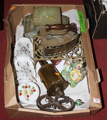 Lot 665 - A box of items to include Staffordshire...