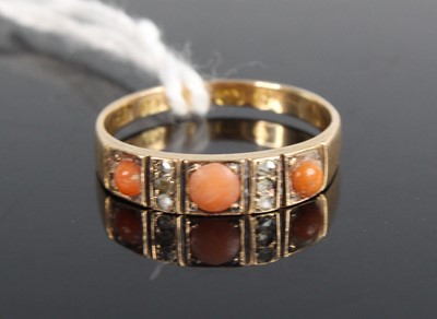 Lot 447 - A vintage 15ct gold, coral and rose cut...