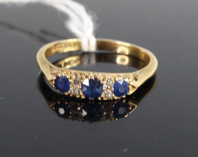 Lot 448 - An Edwardian style 18ct gold, sapphire and...