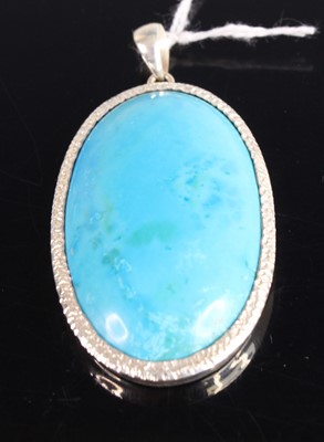 Lot 456 - A contemporary silver and cabochon turquoise...