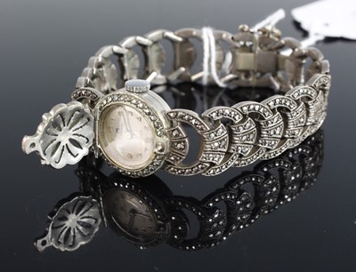 Lot 467 - A lady's Boucherer metal and marcasite set...