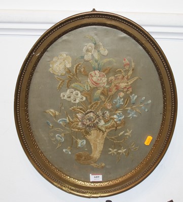 Lot 689 - A Victorian stumpwork picture of cornucopia...