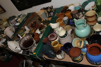 Lot 695 - Six boxes of pottery to include Ruskin blue...