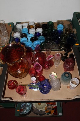 Lot 735 - Two boxes of glassware to include Victorian...