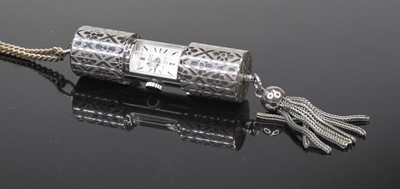 Lot 487 - A Cortebert polished steel cased pendant watch,...